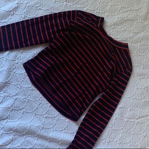 Dark red and dark blue stripped crop top
